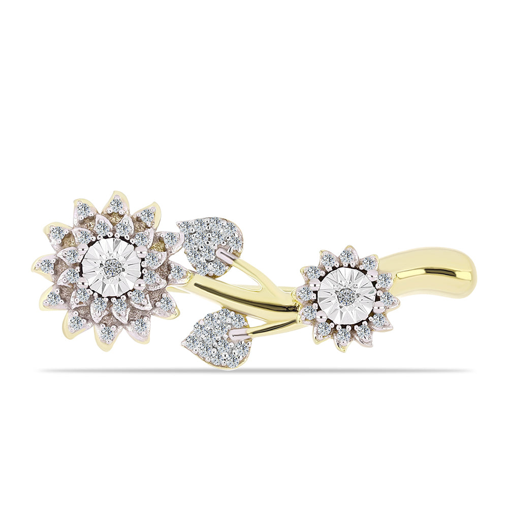 Broche de Plata Bañada en Oro con Diamante blanco y Topacio Blanco 1 