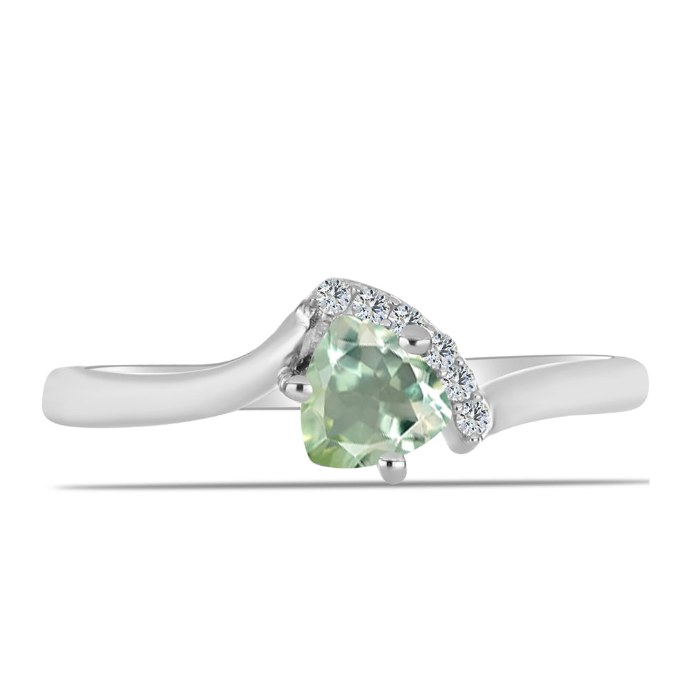 Anillo de Plata con Amatista Verde y Topacio Blanco 1 
