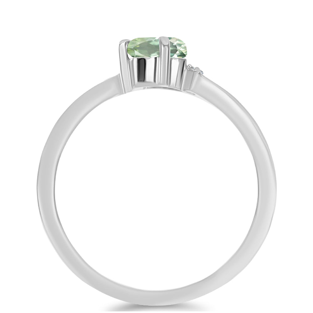 Anillo de Plata con Amatista Verde y Topacio Blanco 2 