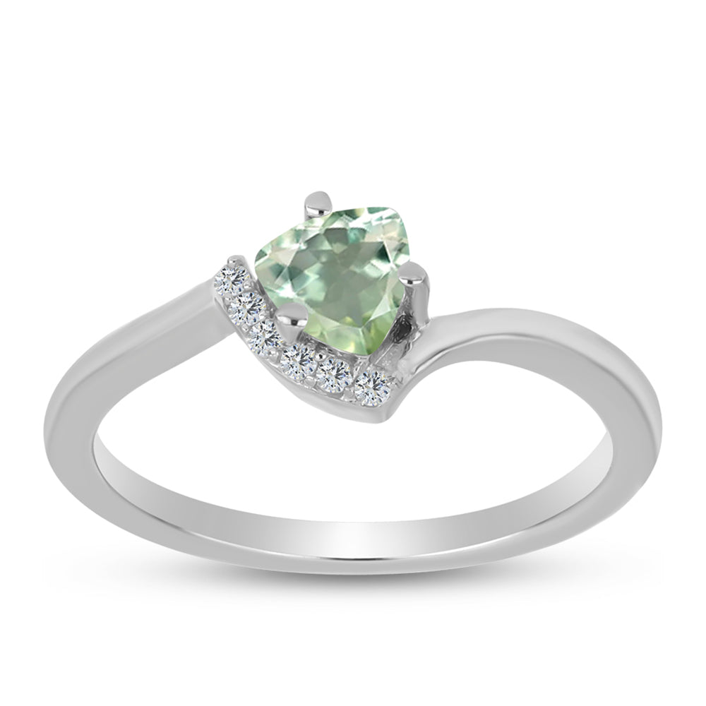 Anillo de Plata con Amatista Verde y Topacio Blanco 3 