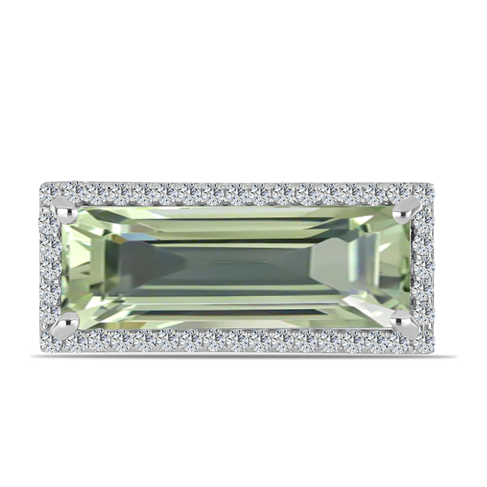 Anillo de Plata con Amatista Verde y Topacio Blanco 1 