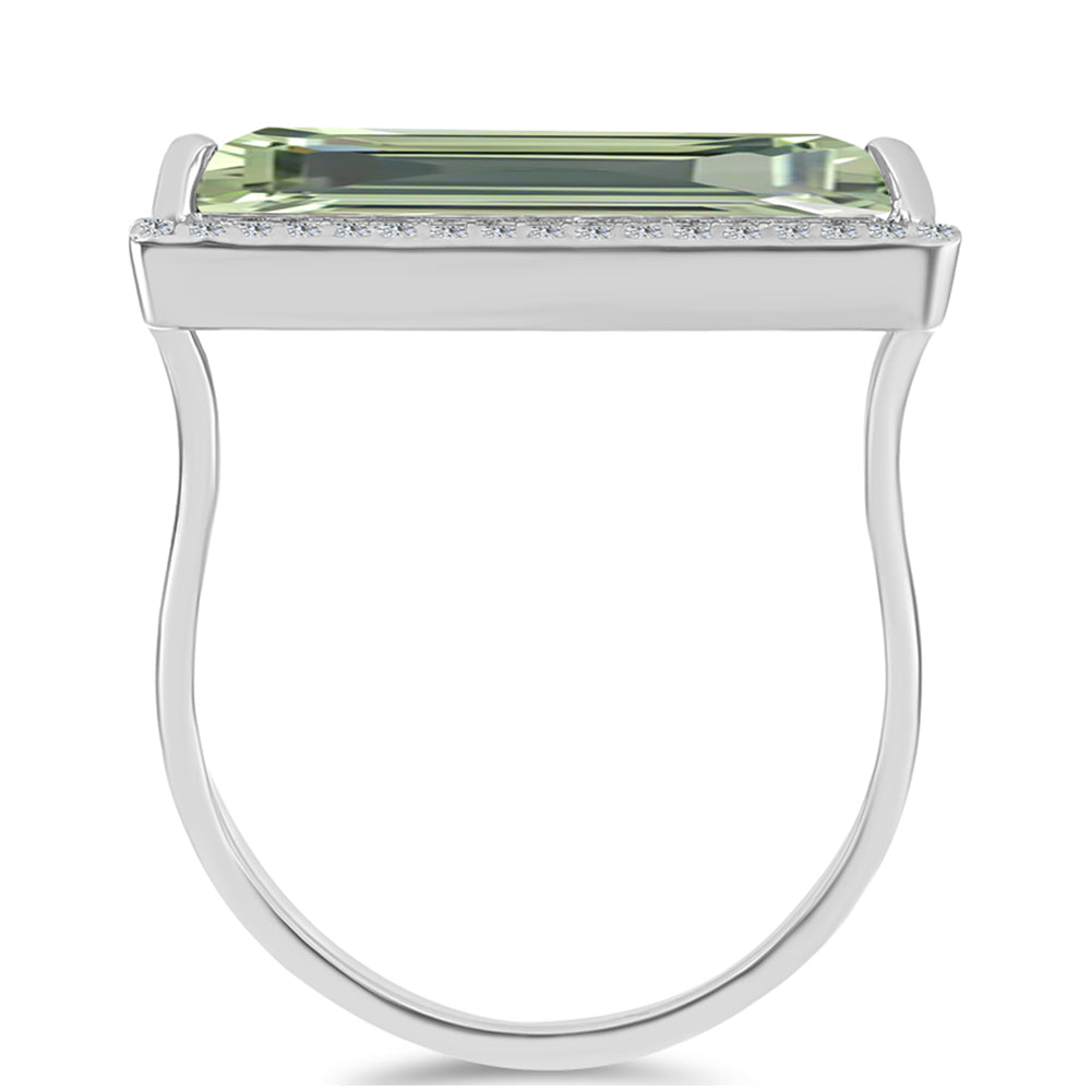 Anillo de Plata con Amatista Verde y Topacio Blanco 2 