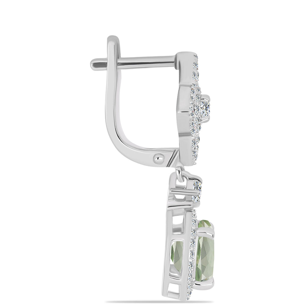 Pendientes de Plata con Amatista Verde y Topacio Blanco 2 