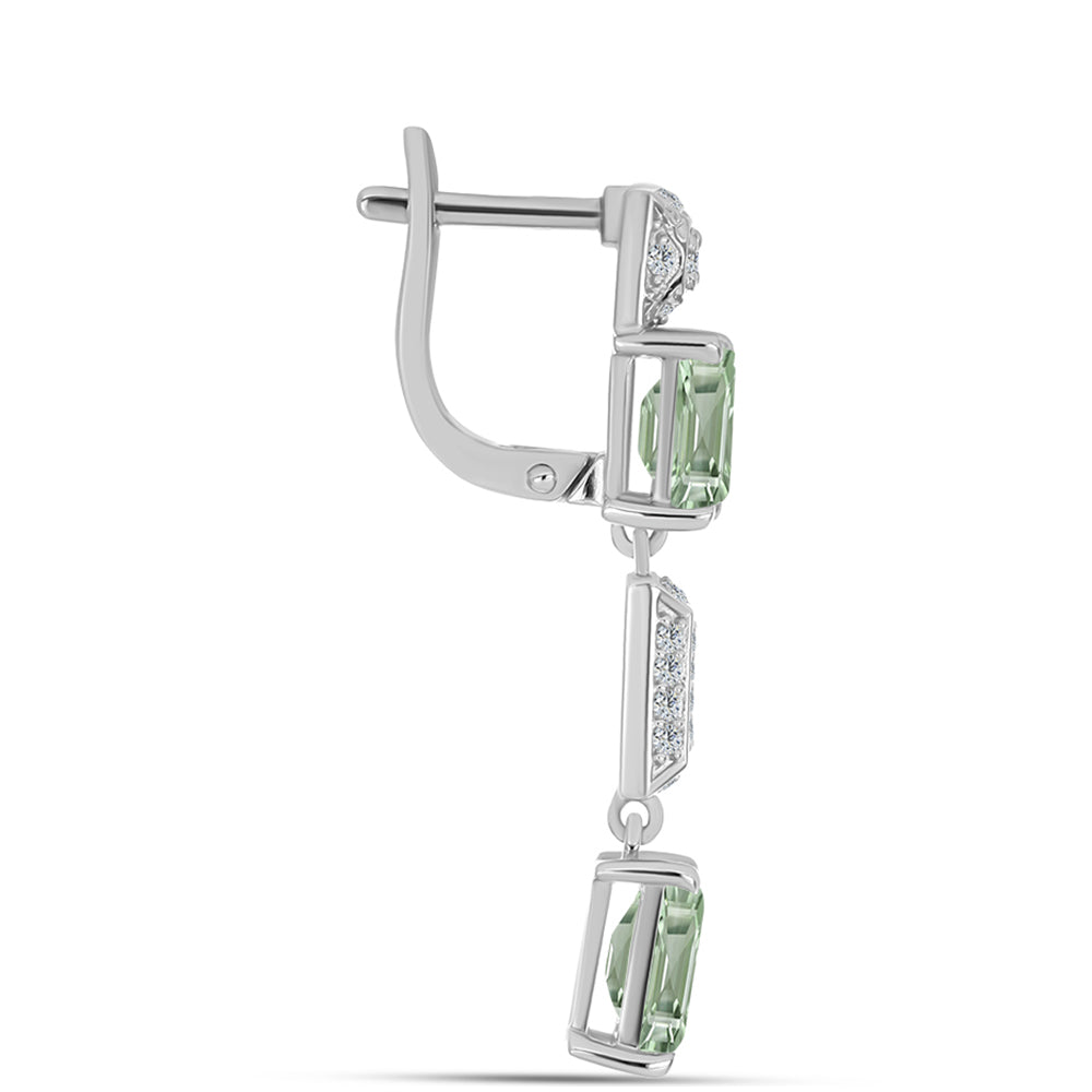 Pendientes de Plata con Amatista Verde y Topacio Blanco 2 