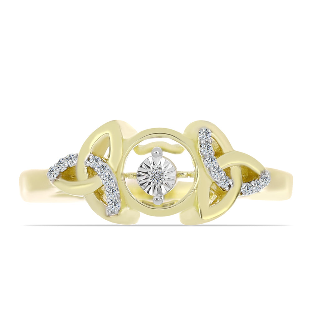 Anillo de Plata Bañada en Oro con Diamante blanco y Topacio Blanco 1 