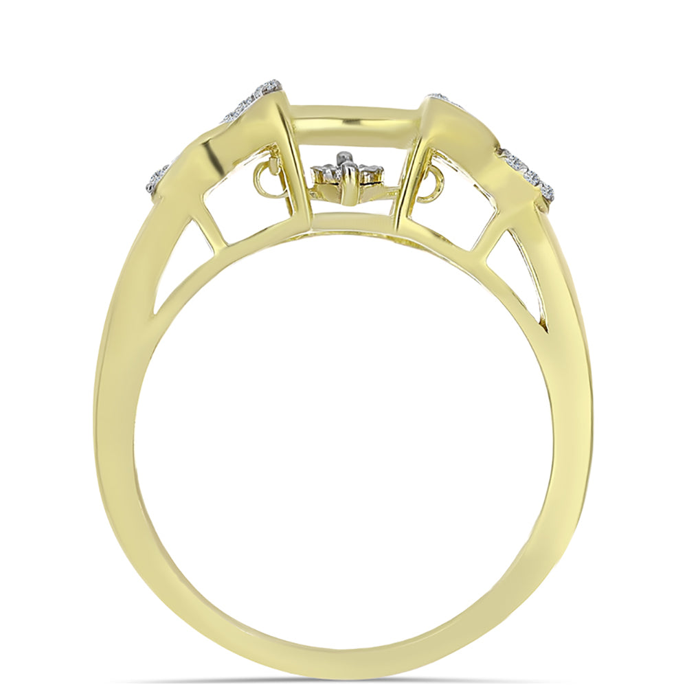 Anillo de Plata Bañada en Oro con Diamante blanco y Topacio Blanco