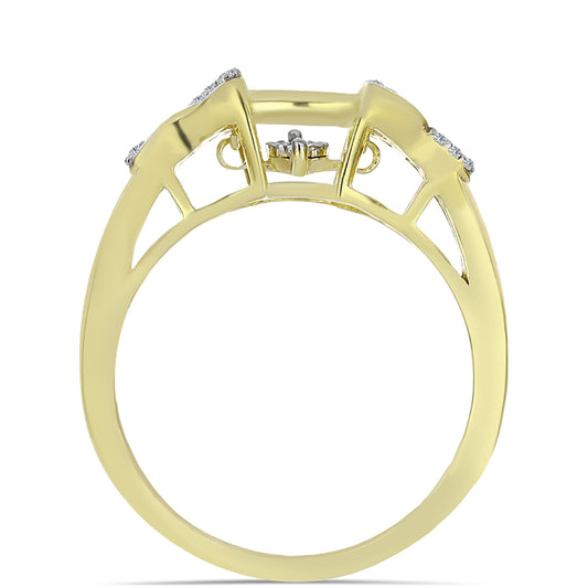 Anillo de Plata Bañada en Oro con Diamante blanco y Topacio Blanco