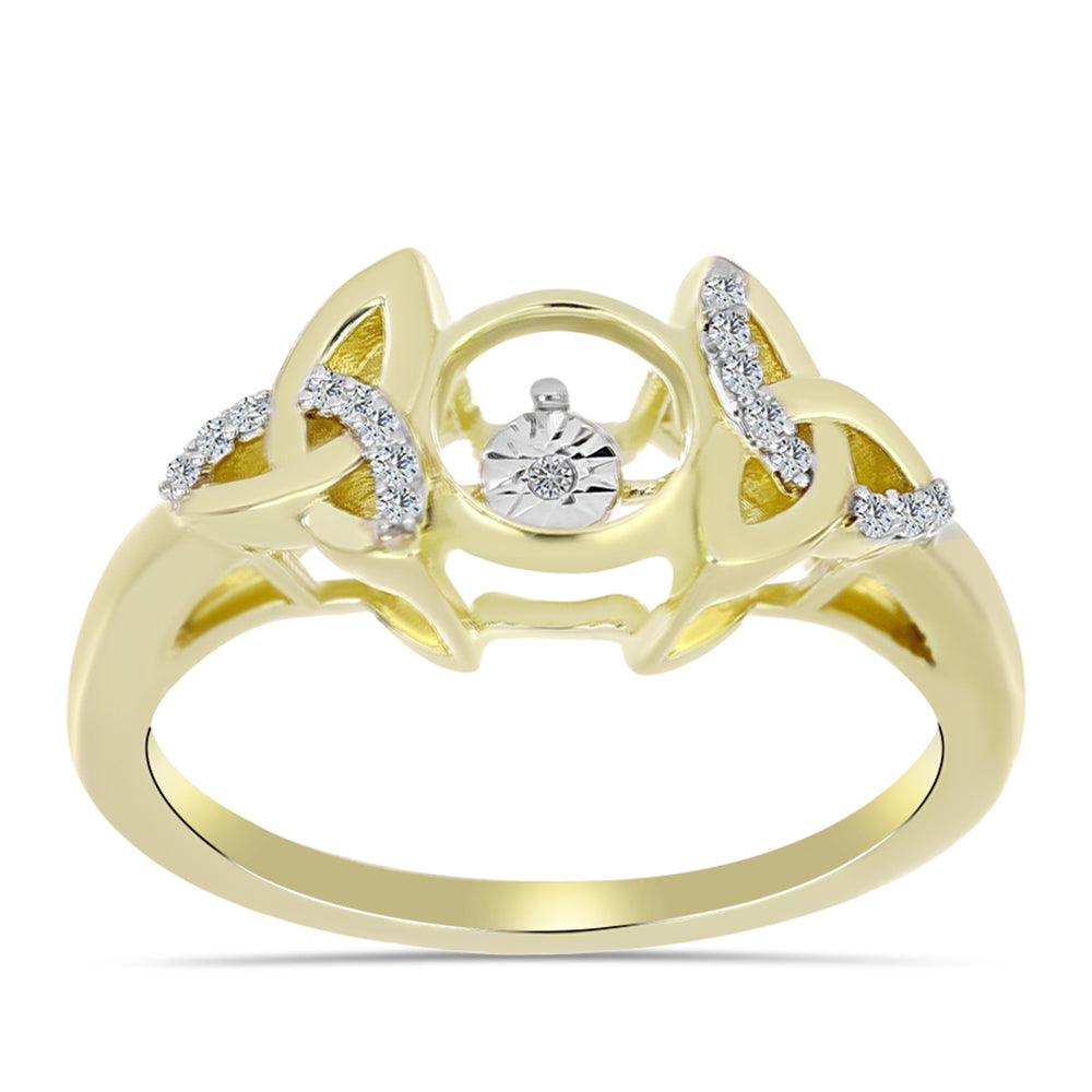 Anillo de Plata Bañada en Oro con Diamante blanco y Topacio Blanco 3 