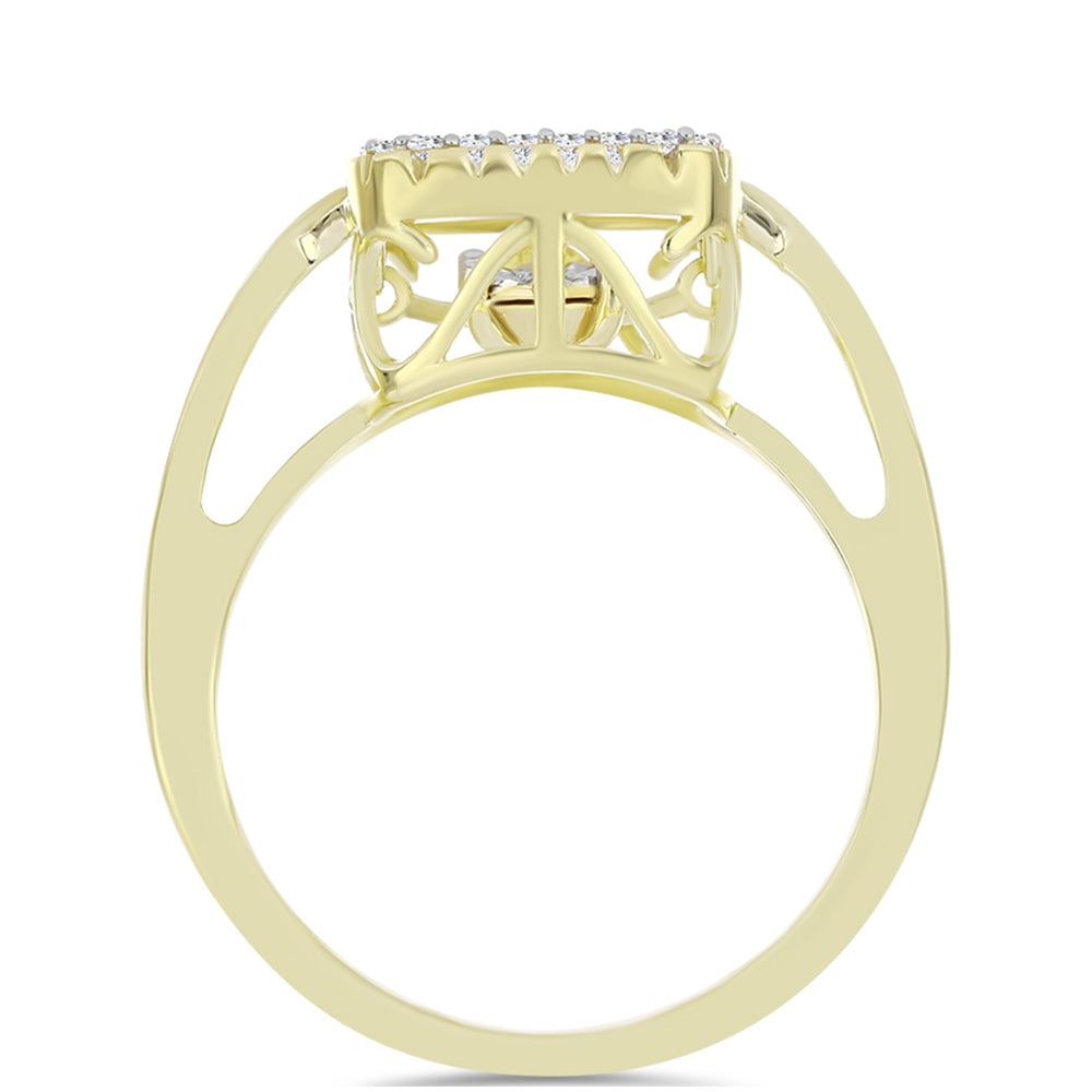 Anillo de Plata Bañada en Oro con Diamante blanco y Topacio Blanco 2 