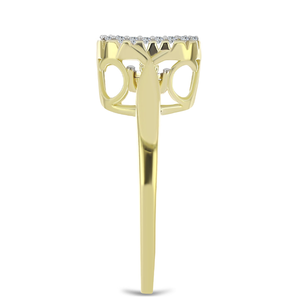 Anillo de Plata Bañada en Oro con Diamante blanco y Topacio Blanco