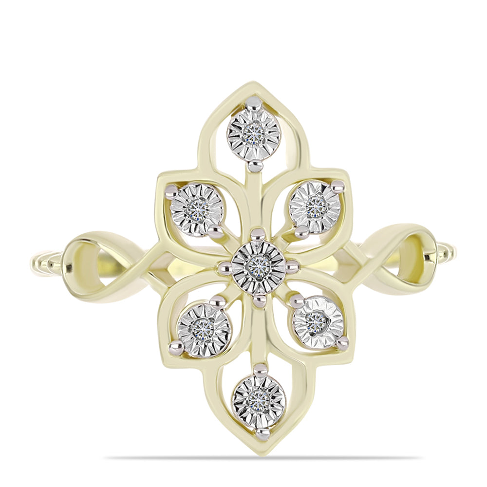 Anillo de Plata Bañada en Oro con Diamante blanco