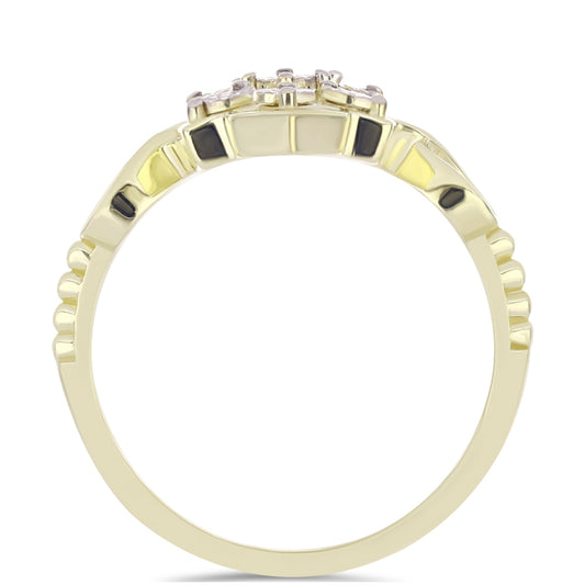 Anillo de Plata Bañada en Oro con Diamante blanco