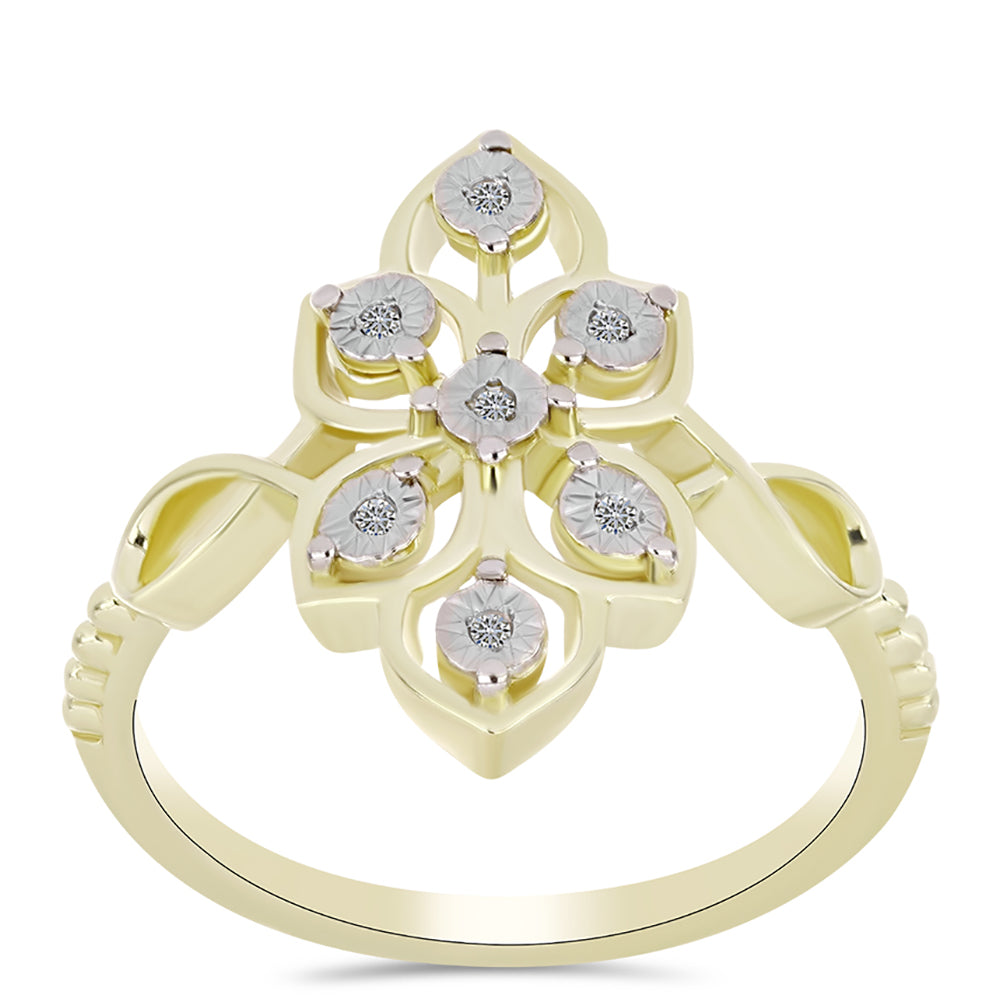 Anillo de Plata Bañada en Oro con Diamante blanco