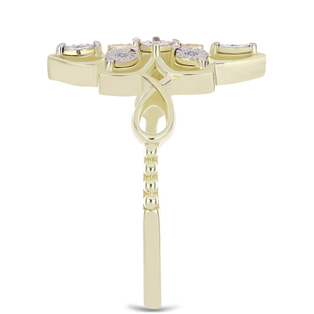 Anillo de Plata Bañada en Oro con Diamante blanco 4 