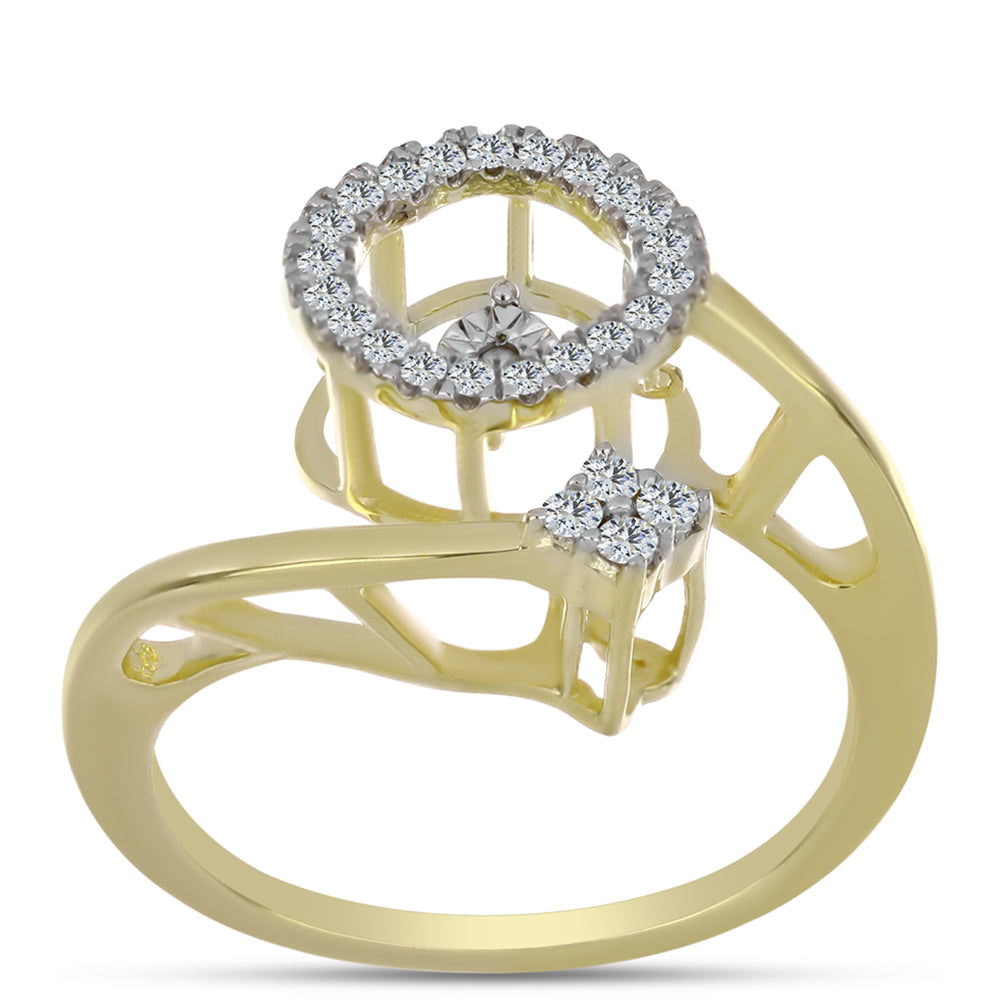 Anillo de Plata Bañada en Oro con Diamante blanco y Topacio Blanco 3 