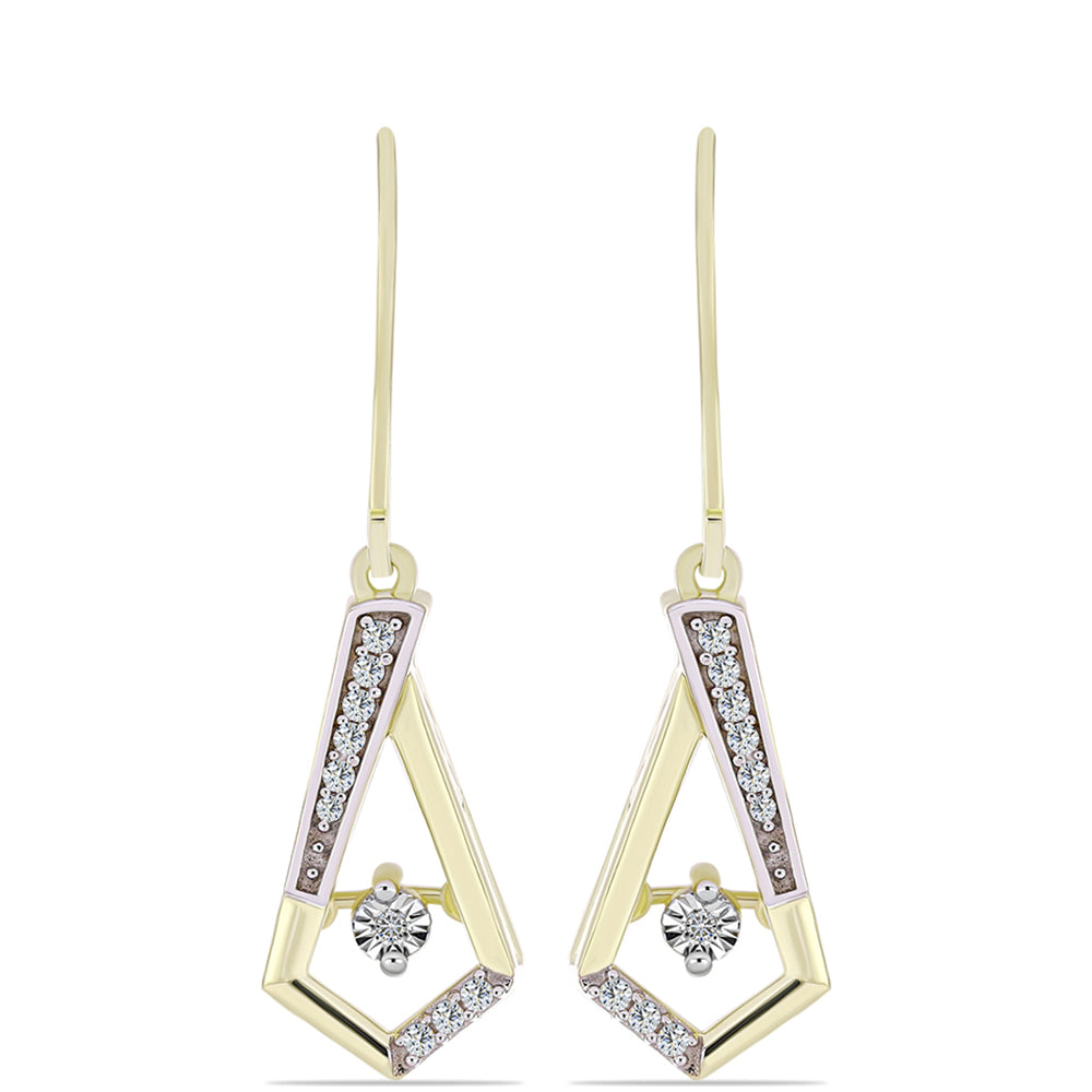 Pendientes de Plata Bañada en Oro con Diamante blanco y Topacio Blanco 1 