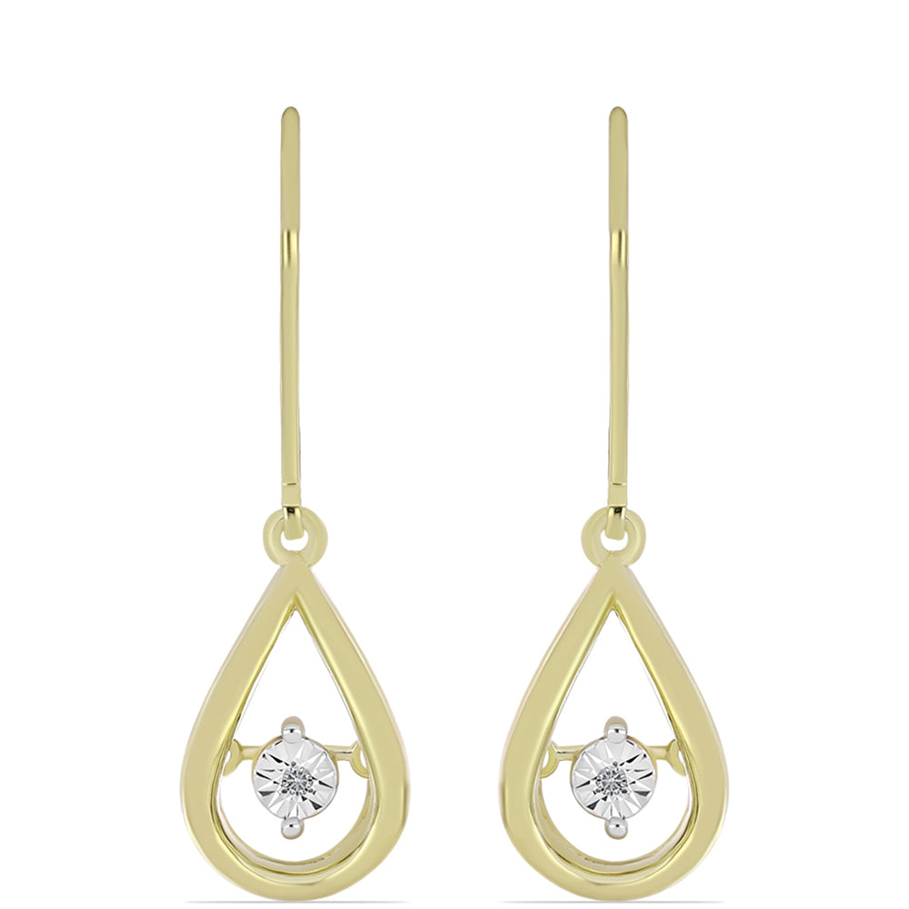 Pendientes de Plata Bañada en Oro con Diamante blanco 1 