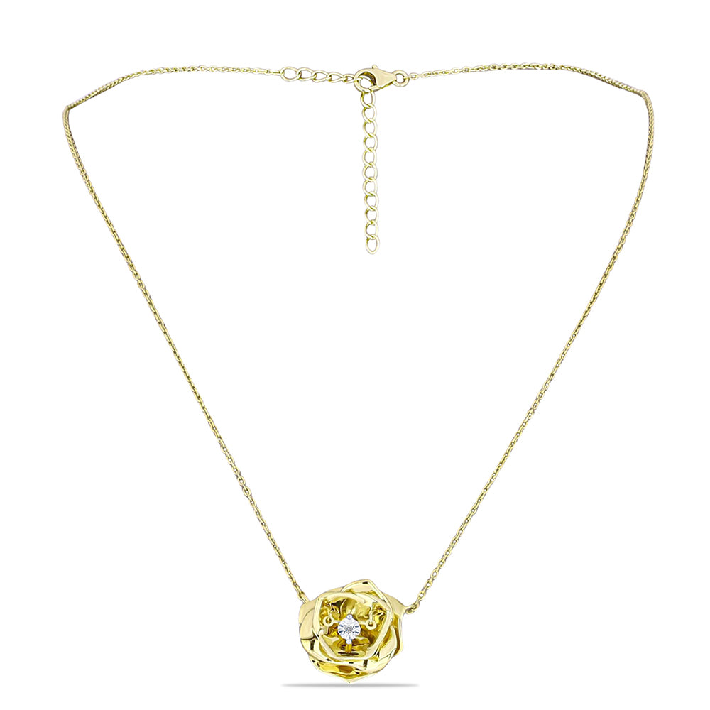 Collar de Plata Bañada en Oro con Diamante blanco 1 