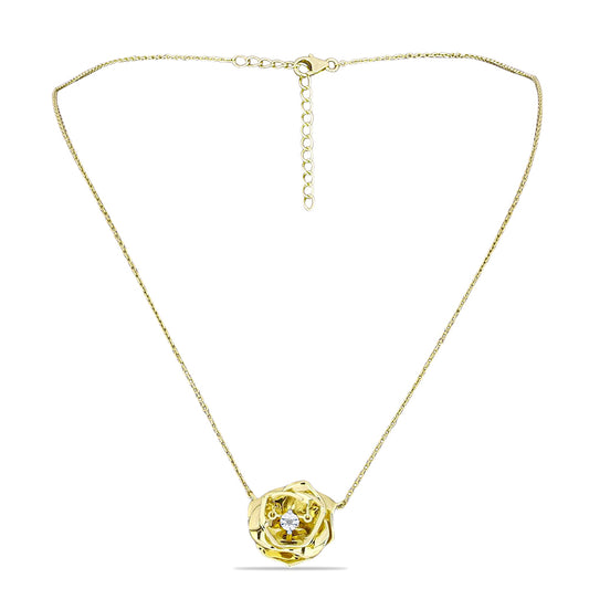 Collar de Plata Bañada en Oro con Diamante blanco