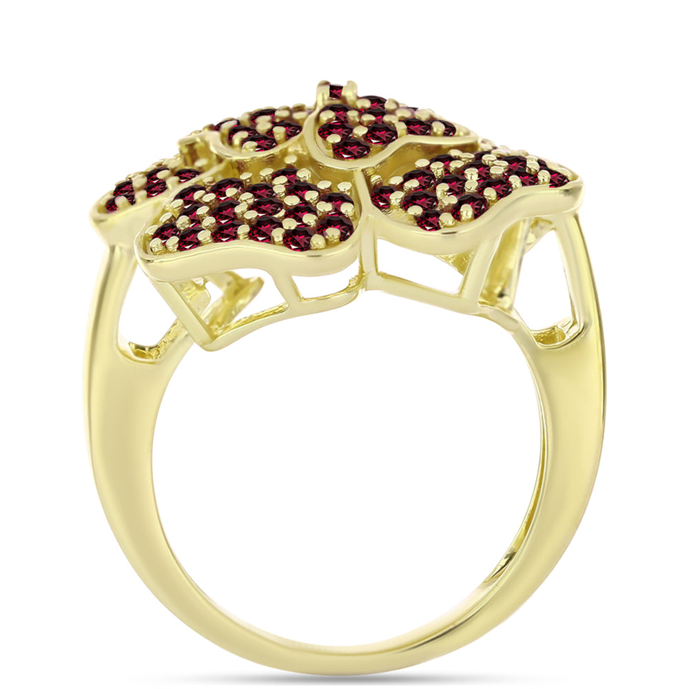 Anillo de Plata Bañada en Oro con Granate Rodolita 2 