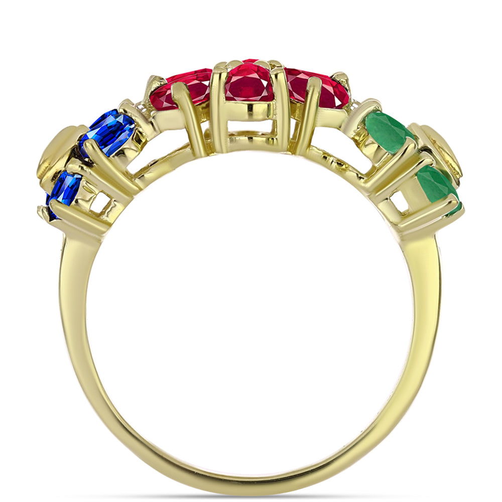 Anillo de Plata Bañada en Oro con Rubí de Madagascar y Zafiro Azul Australiano 3 