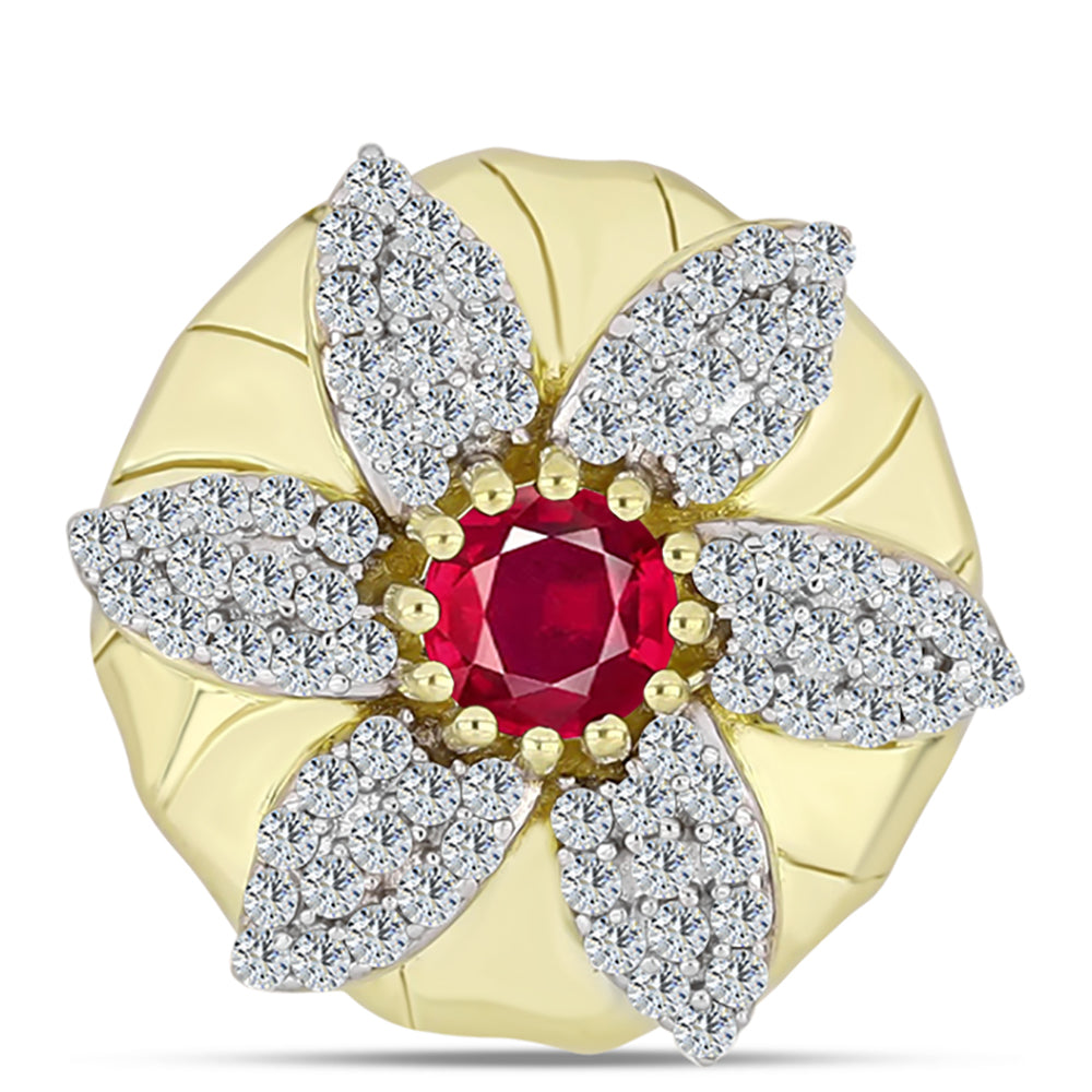 Colgante de Plata Bañada en Oro con Rubí de Madagascar y Topacio Blanco 1 