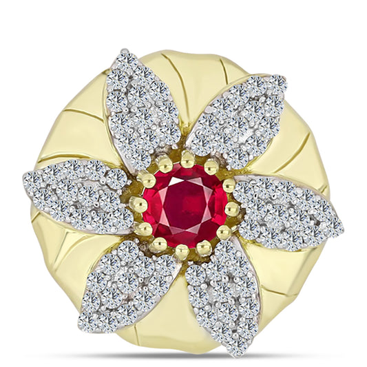 Colgante de Plata Bañada en Oro con Rubí de Madagascar y Topacio Blanco