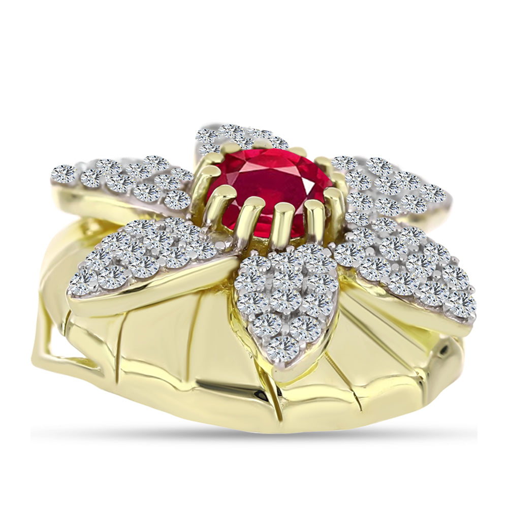 Colgante de Plata Bañada en Oro con Rubí de Madagascar y Topacio Blanco 2 