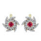 Pendientes de Plata Bañada en Oro con Rubí de Madagascar y Topacio Blanco