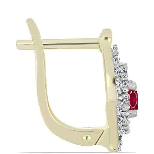 Pendientes de Plata Bañada en Oro con Rubí de Madagascar y Topacio Blanco