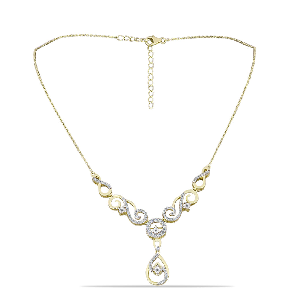 Collar de Plata Bañada en Oro con Diamante blanco y Topacio Blanco