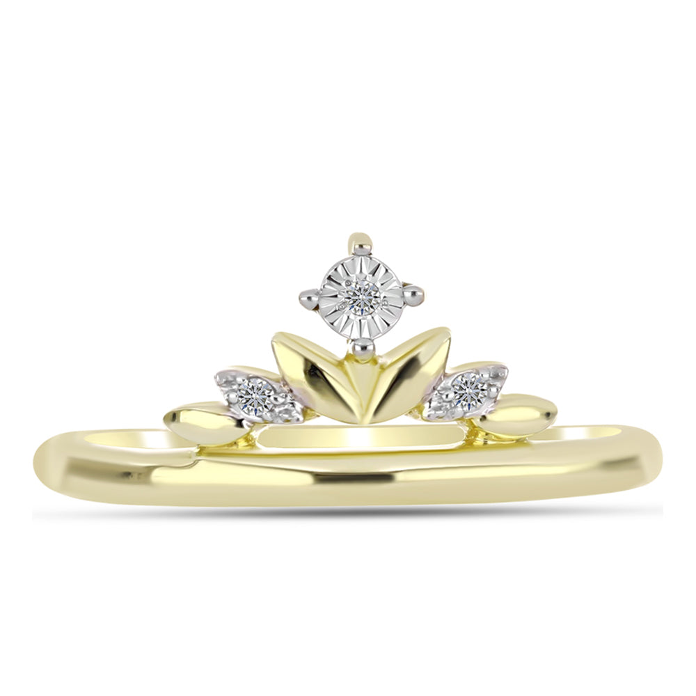 Anillo de Plata Bañada en Oro con Diamante blanco