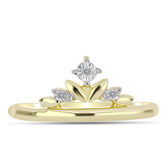 Anillo de Plata Bañada en Oro con Diamante blanco