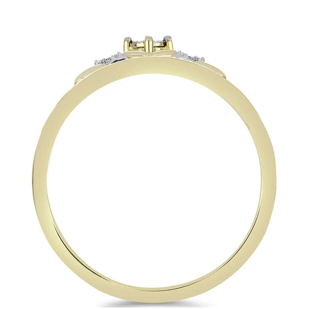 Anillo de Plata Bañada en Oro con Diamante blanco 2 