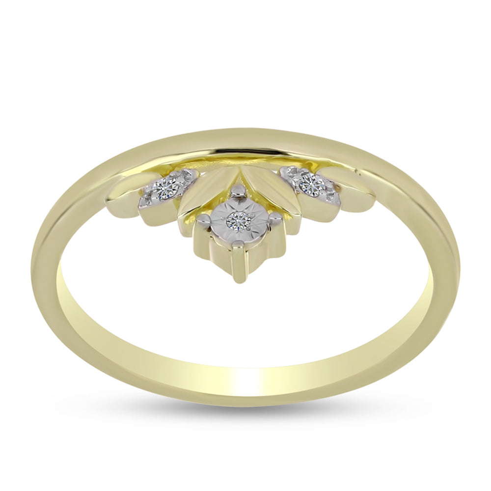 Anillo de Plata Bañada en Oro con Diamante blanco