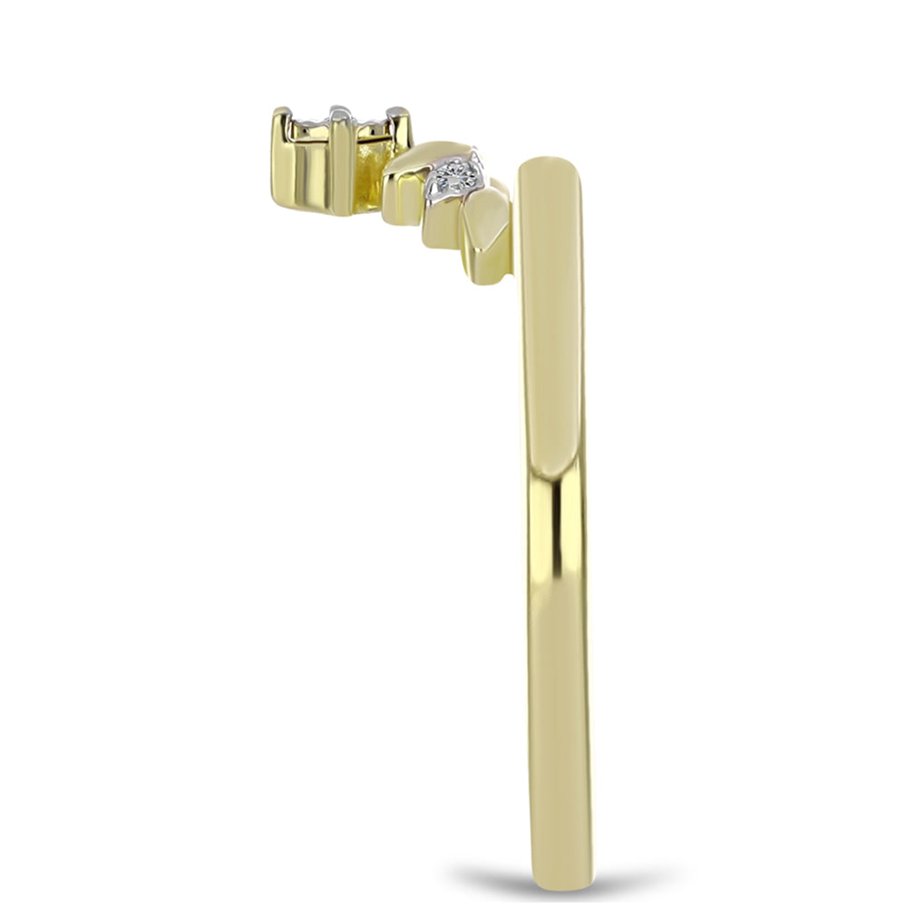 Anillo de Plata Bañada en Oro con Diamante blanco 4 