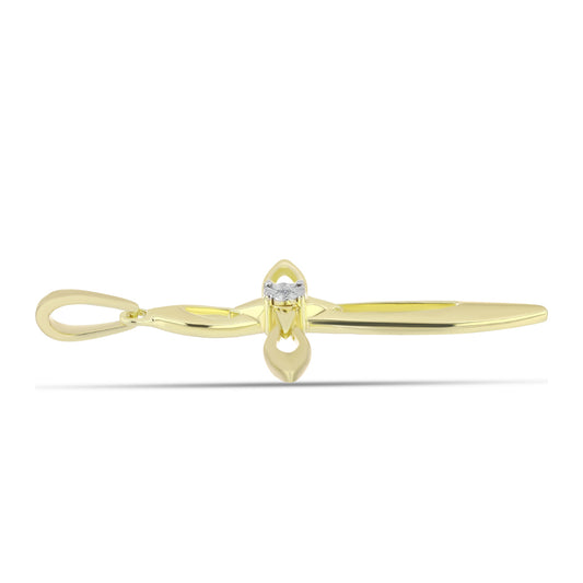 Cruz Colgante de Plata Bañada en Oro con Diamante blanco