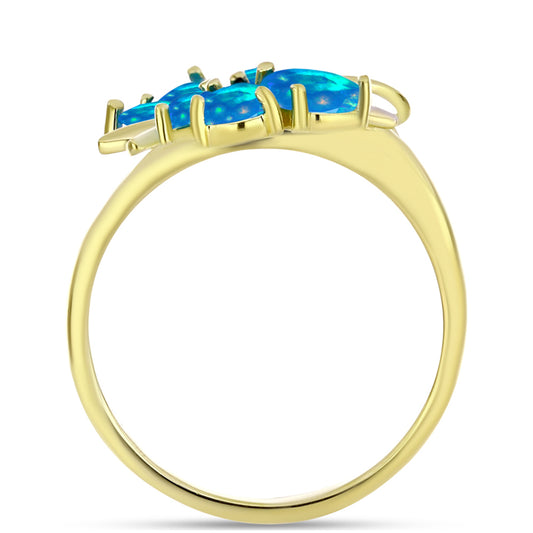 Anillo de Plata Bañada en Oro con Ópalo Paraíso de Etiopia y Topacio Blanco