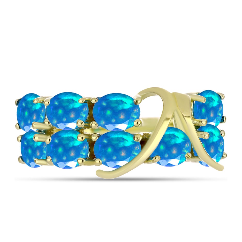 Anillo de Plata Bañada en Oro con Ópalo Paraíso de Etiopia