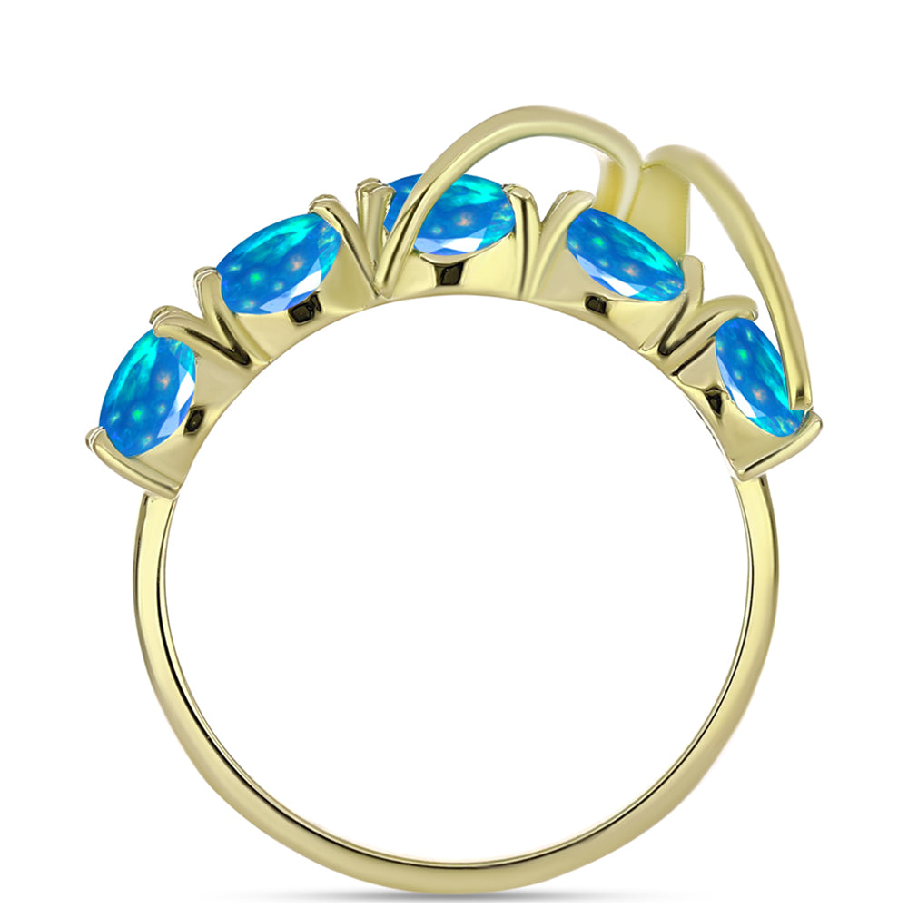 Anillo de Plata Bañada en Oro con Ópalo Paraíso de Etiopia 2 