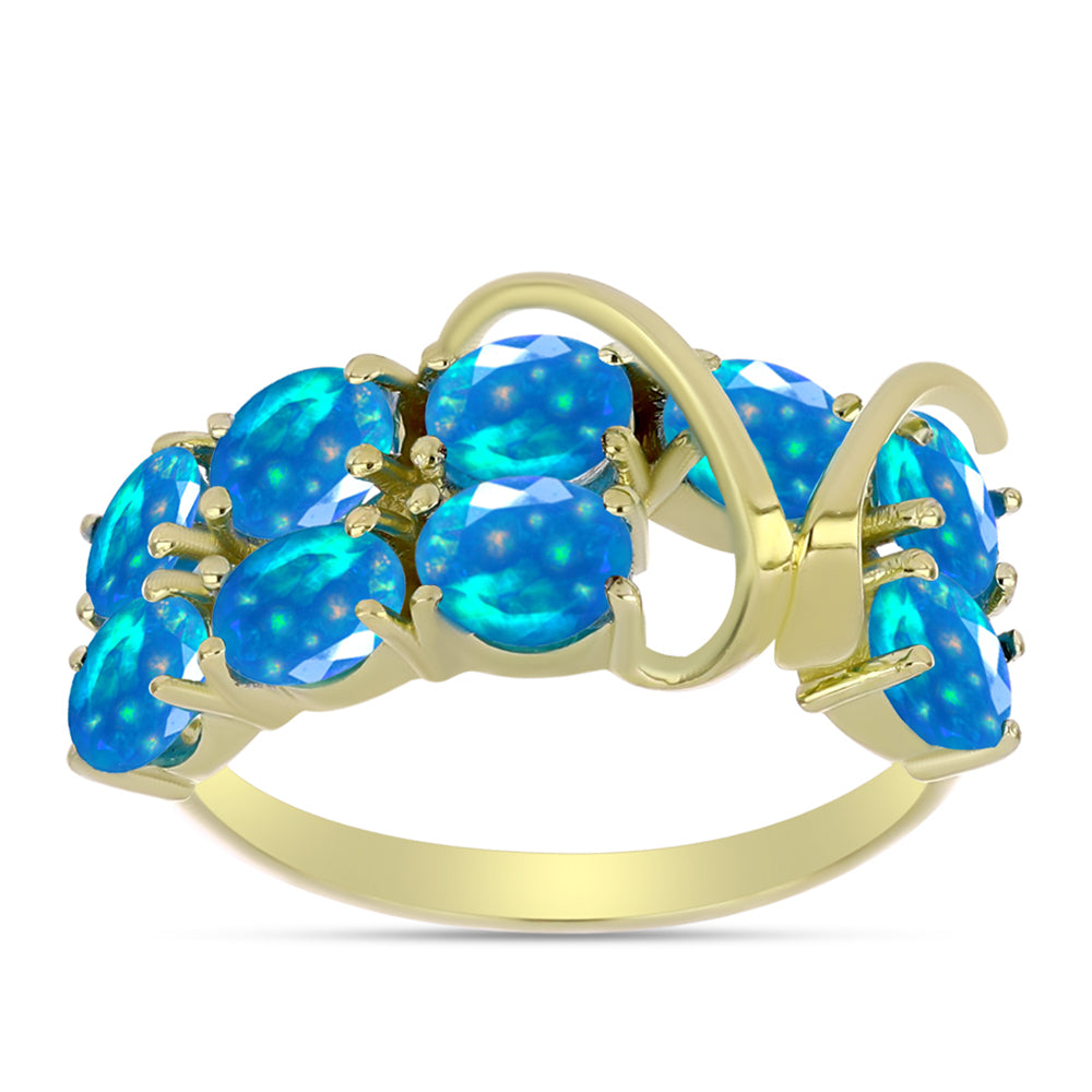 Anillo de Plata Bañada en Oro con Ópalo Paraíso de Etiopia