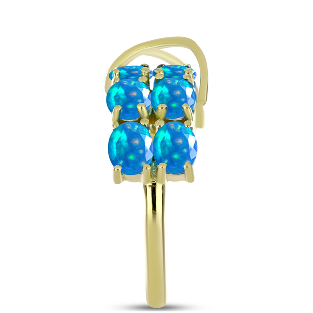 Anillo de Plata Bañada en Oro con Ópalo Paraíso de Etiopia 4 