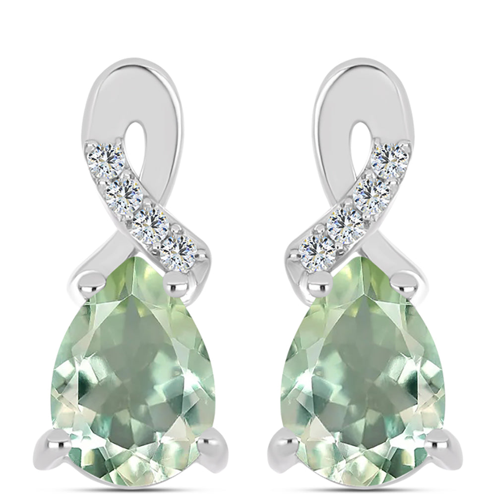 Pendientes de Plata con Amatista Verde y Topacio Blanco