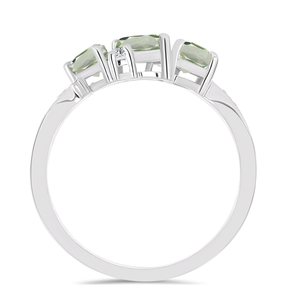 Anillo de Plata con Amatista Verde y Topacio Blanco 2 