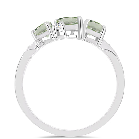 Anillo de Plata con Amatista Verde y Topacio Blanco