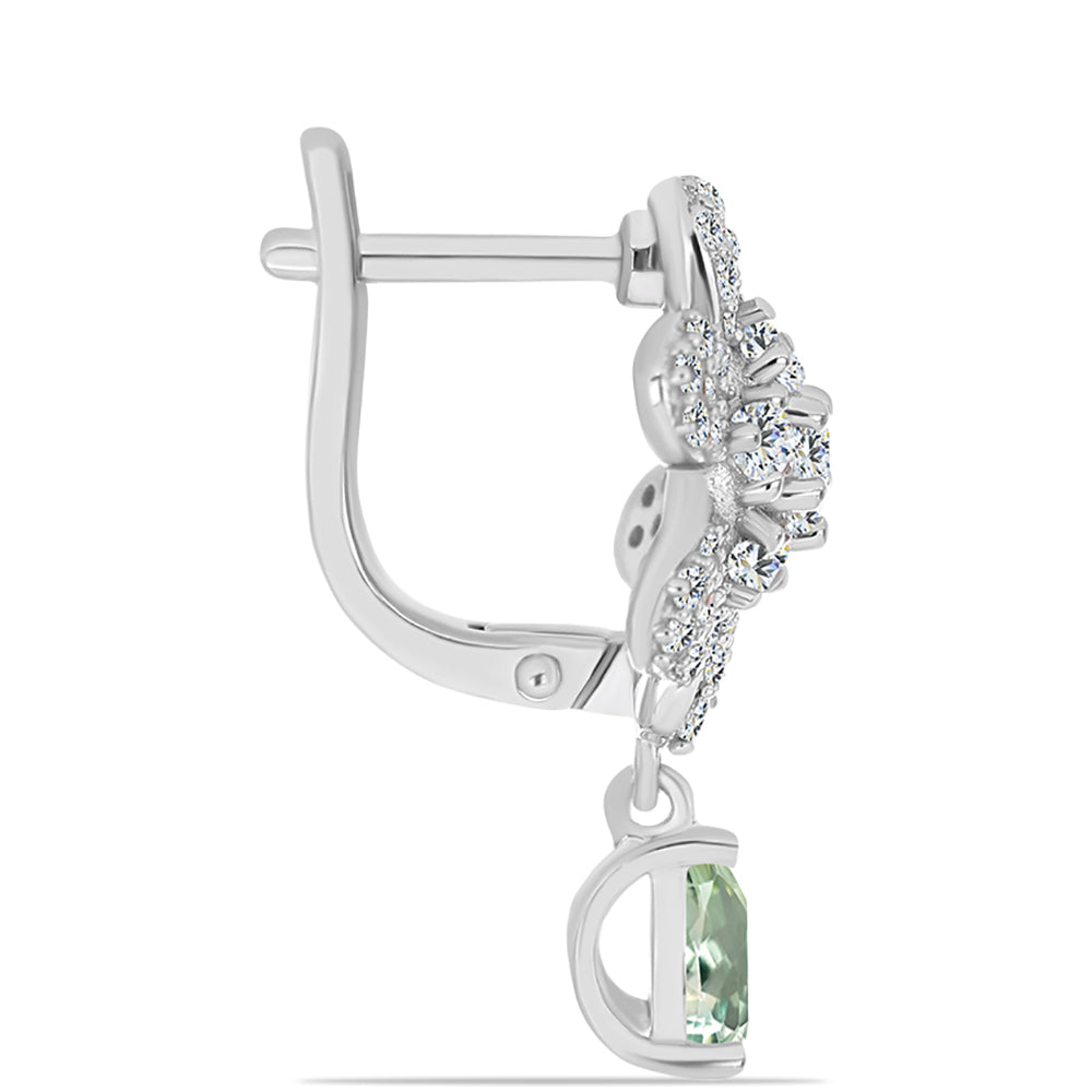 Pendientes de Plata con Amatista Verde y Topacio Blanco 2 