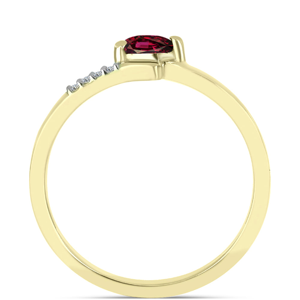 Anillo de Plata Bañada en Oro con Granate Rodolita y Topacio Blanco 2 