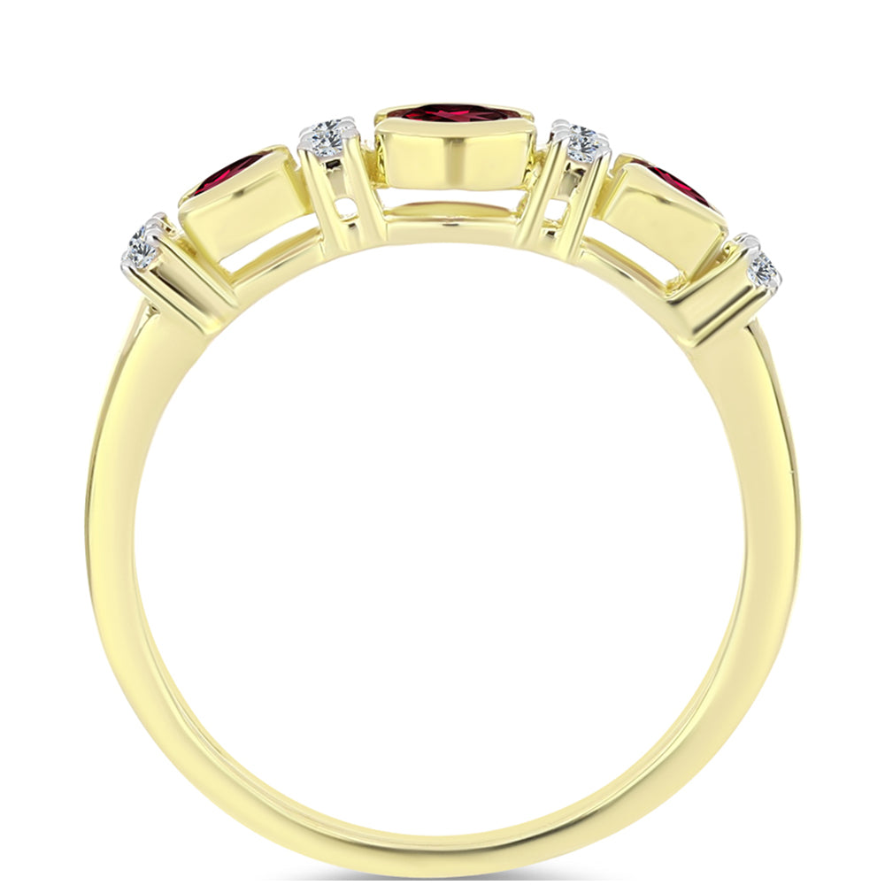 Anillo de Plata Bañada en Oro con Granate Rodolita y Topacio Blanco