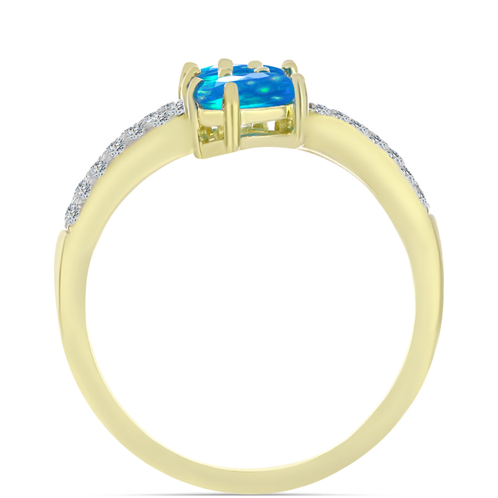 Anillo de Plata Bañada en Oro con Ópalo Paraíso de Etiopia y Topacio Blanco 2 