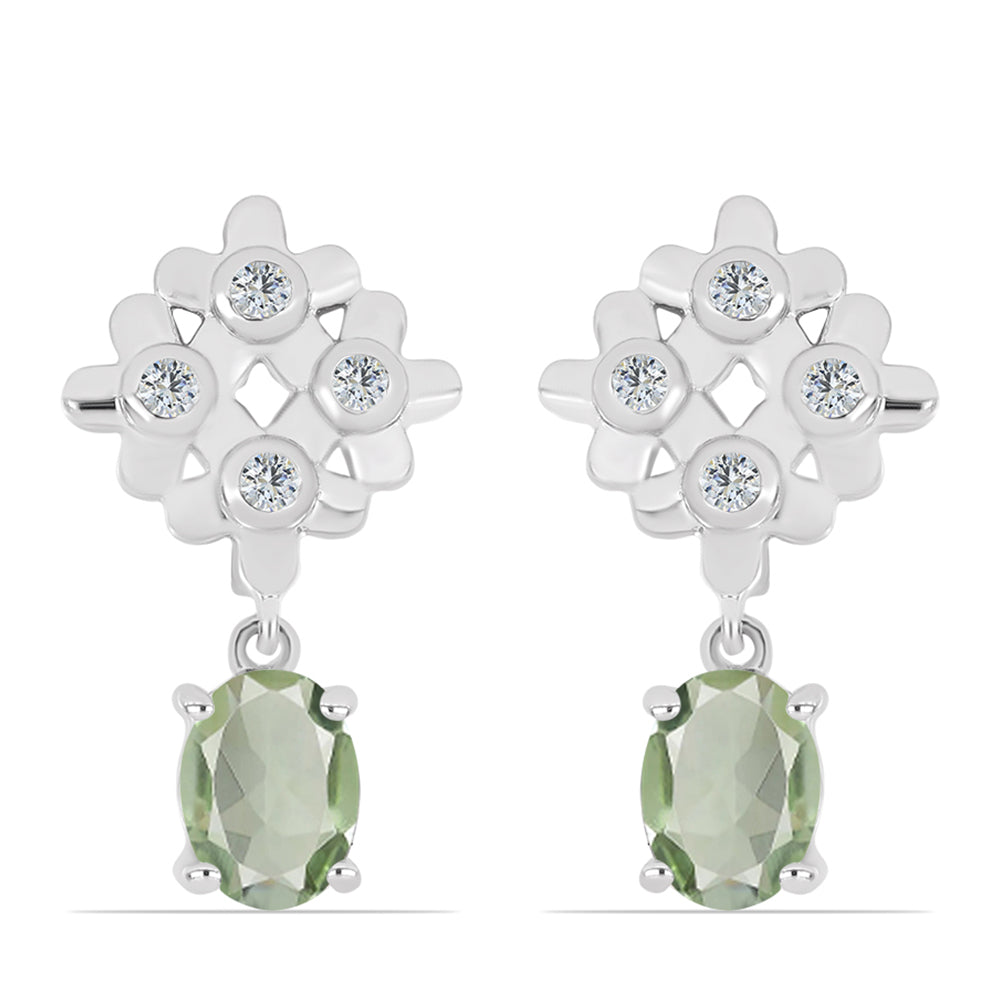 Pendientes de Plata con Amatista Verde y Topacio Blanco 1 